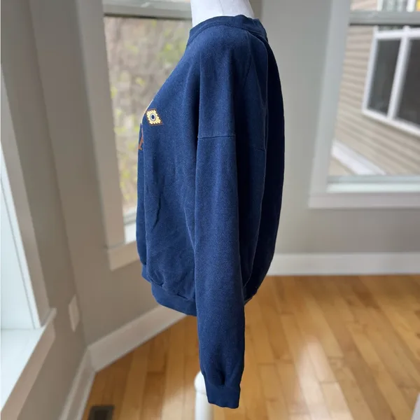 Vintage Navy Blue Alaska Cropped Mockneck Sweatshirt - Image 2