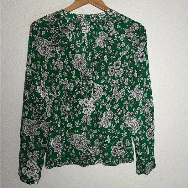 Boden Kelly Green Floral Blouse Sheer Long Sleeve Feminine Romantic Fall - Image 7