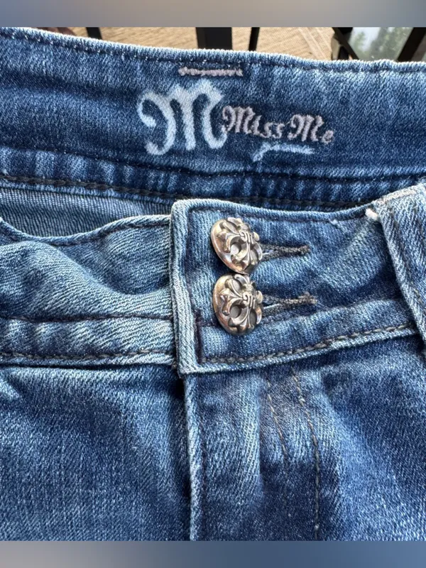 Y💐Miss Me Blue Embellished Wide Leg Jeans - Image 4