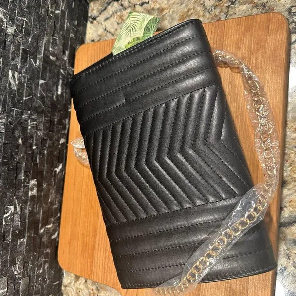 Badgley Mischka Black Quilted Purse Vegan Leather Gold Chain Cross Body Bag NWT - Image 7
