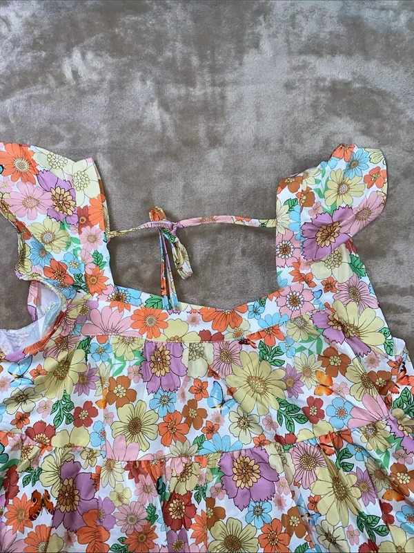NIB SHEIN Floral Ruffle Tank Top - Multicolor Pastel Floral - Image 2