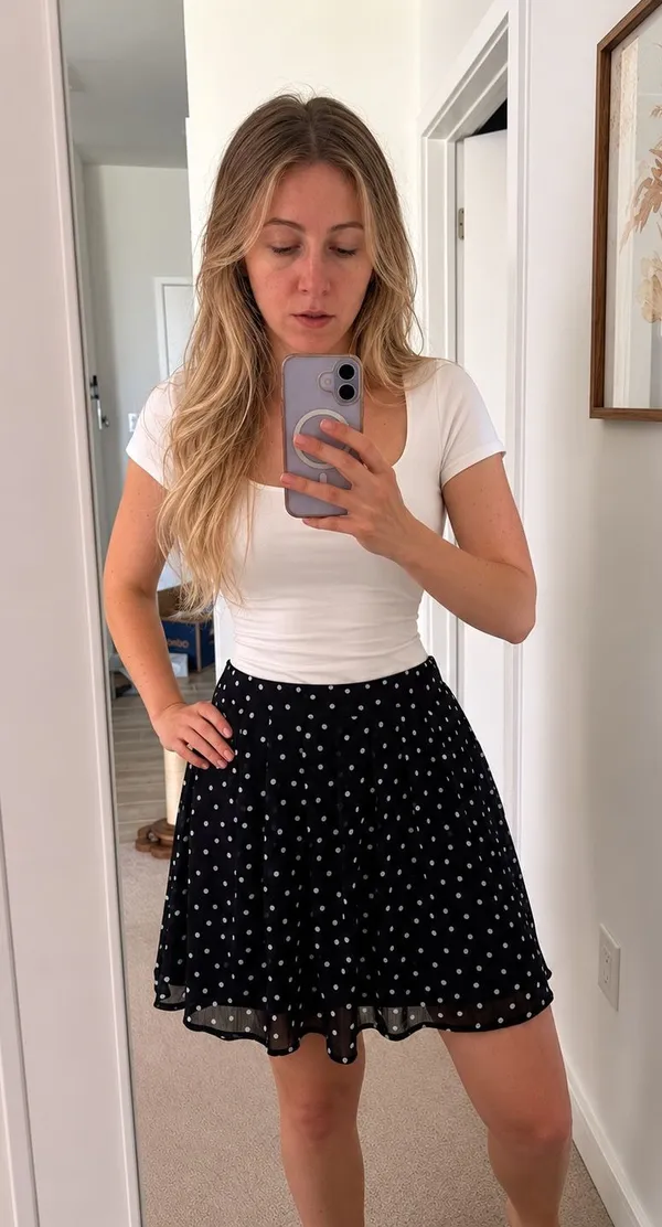 Old Navy Polka Dot Skirt Navy - Image 3