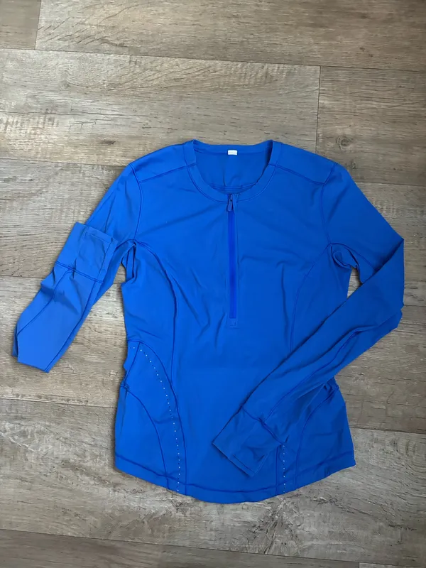 Lululemon Flash Forward Half Zip Cerulean Blue Sz 2  - Image 5