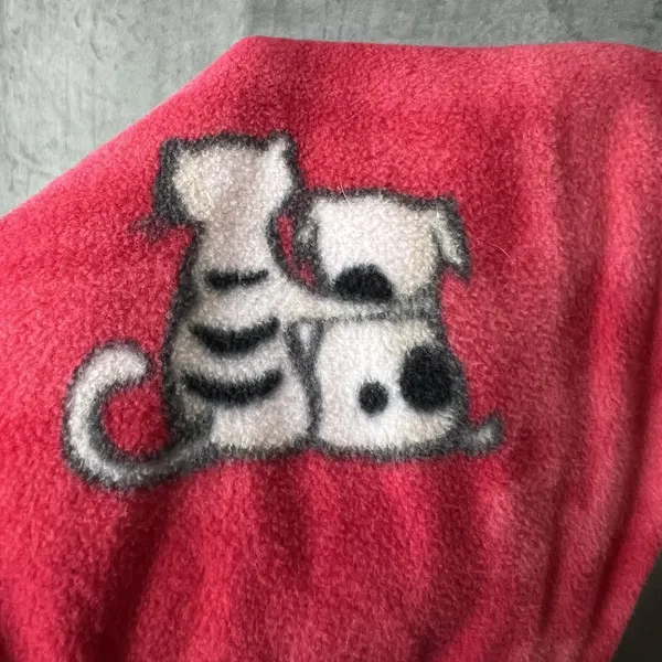 Hue Pajama Pants‎ Womens Medium Red Fleece Cat Dog Animal Print Lounge Bottoms - Image 3