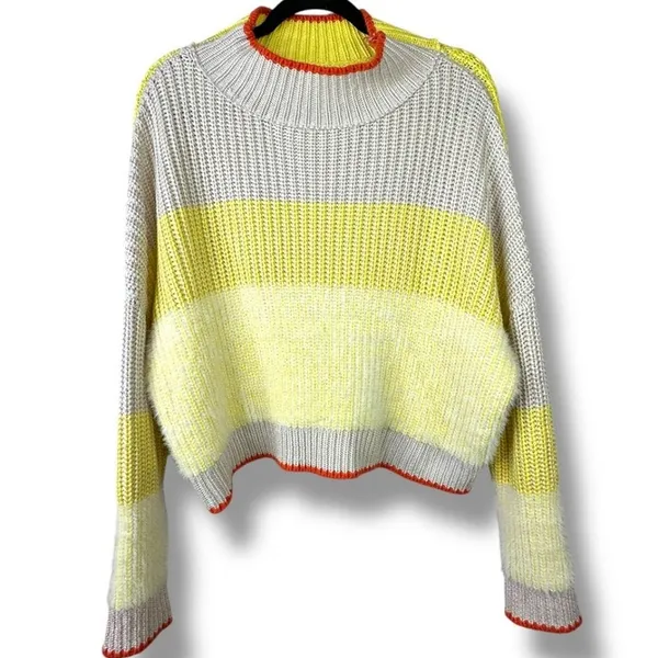 Free People Bucket List Sunbrite Yellow Eyelash Chunky Knit Turtleneck Sweater - Image 7