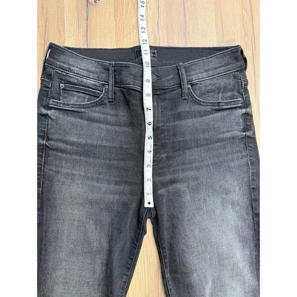 MOTHER The Rascal Ankle Snippet Night‎ Hawk Black Raw Hem Jeans 27 - Image 10