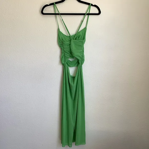 Michael Costello x REVOLVE Mesh Cut Out Knee‎ Length Dress in Kelly Green - Image 4