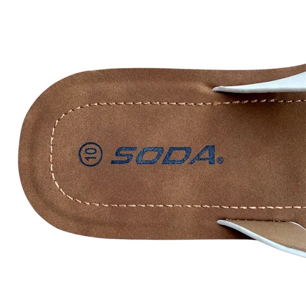 NWOB Soda Ella White Flip Flop Sandals Brown Footbed Size 10 - Image 8