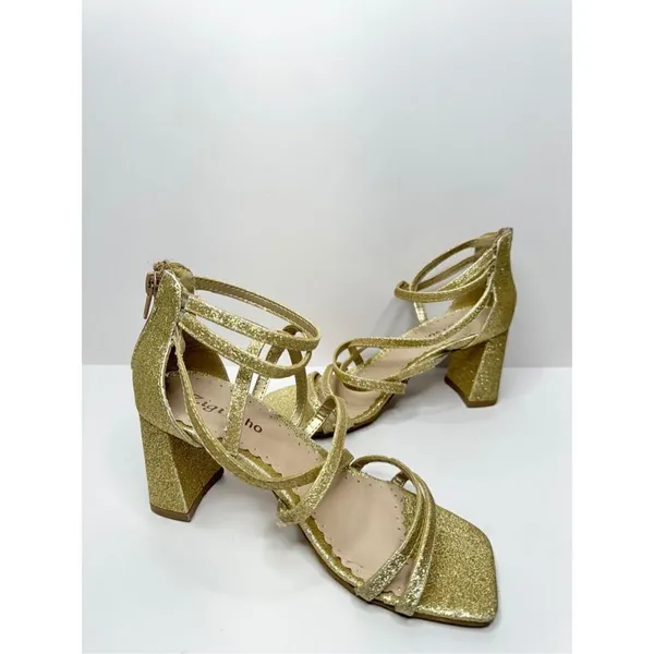 Zigi Soro Sandals Size‎ 6 Gold Open Toe Ankle Strap Dress Heels Sparkly - Image 5