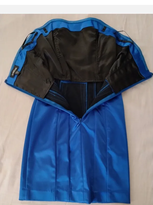 bebe Cobalt Blue Strapless Satin Cocktail Dress - Image 3