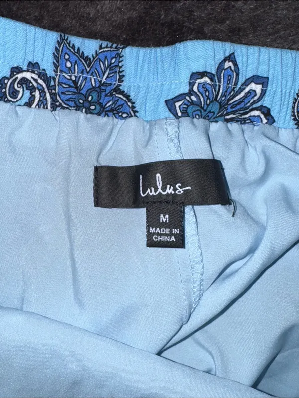 Lulus Women’s Strapless Matching Set Tube Top Bell Pants Blue Jumpsuit Medium - Image 9