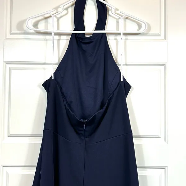 Lulus Women’s Majestic Perfection Navy Ruffled Halter Maxi Dress Size XL NWT - Image 6