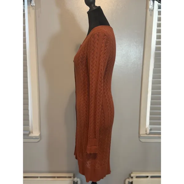 Peruvian Connection Pointelle Knit Long Cardigan Duster Sweater XS - Image 3