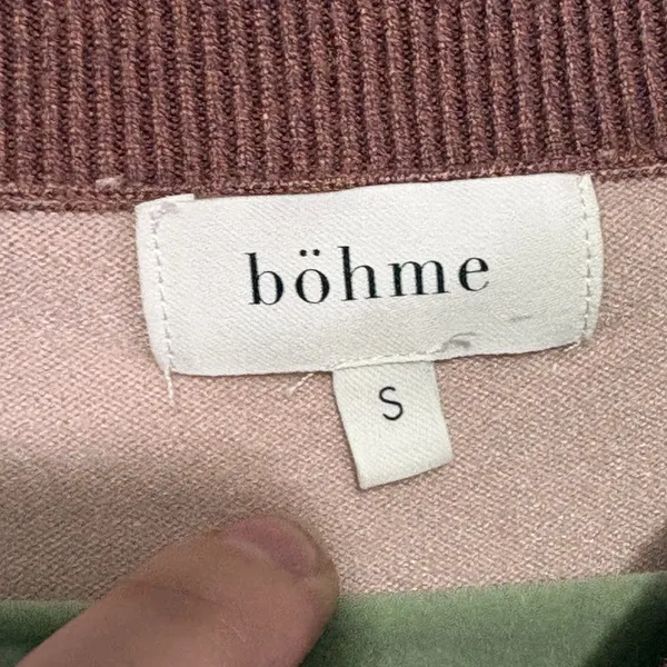 Bohme Colorblock Knit Sweater Women’s Small Blush Brown Balloon Sleeve Soft - Image 7