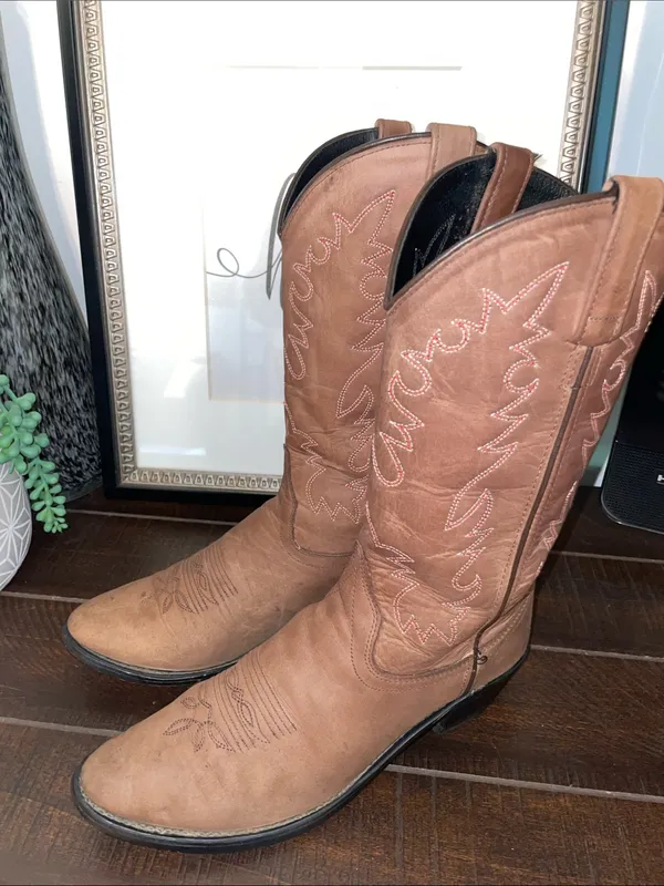 Old West SCL 7014 Leather Women's Western Cowgirl Heeled Boots Size 8 - Image 11