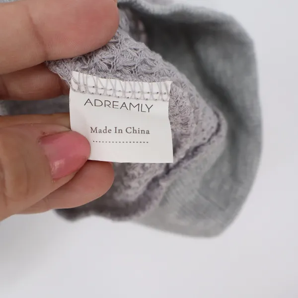 ADREAMLY Waffle Knit Top Womens Large Gray V-Neck Long Sleeve Relaxed Excellent - Image 3