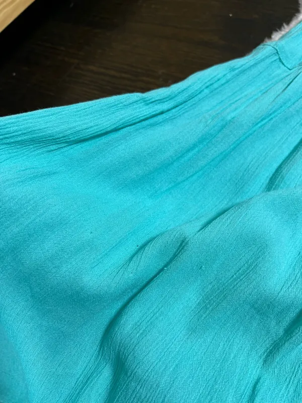 M&S Collection Turquoise Blue Crinkle Sundress Tassel Ties Size 16 - Image 9