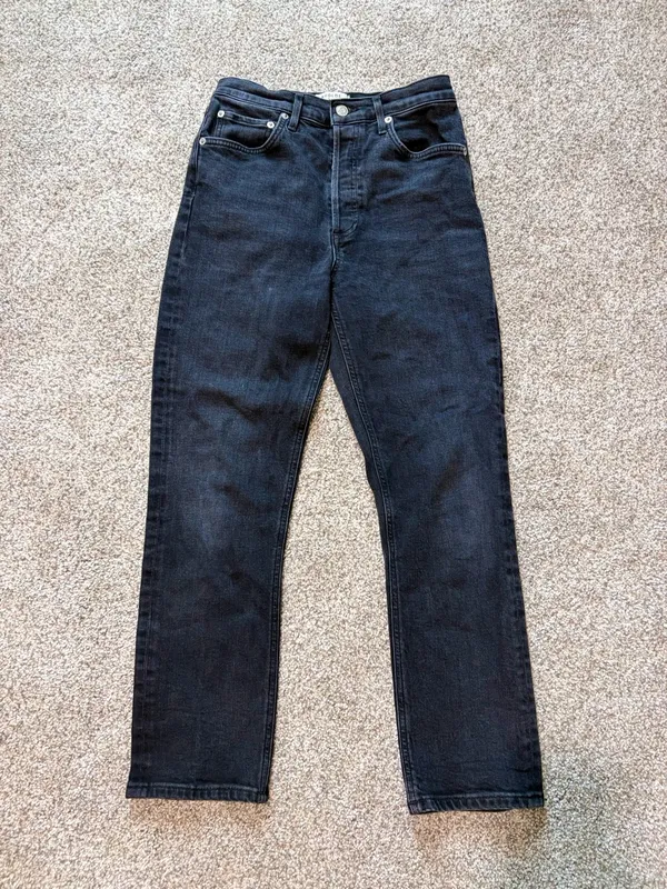 AGOLDE Riley High Rise Straight Crop Charcoal Black Wash Jeans | Size 27 - Image 5