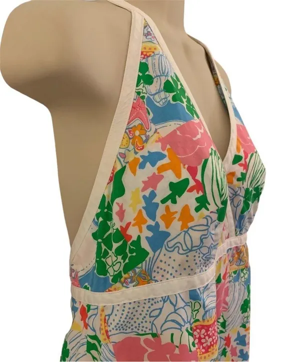 Lilly Pulitzer Vintage  Patchwork Print Halter Dress Size 4 - Image 3