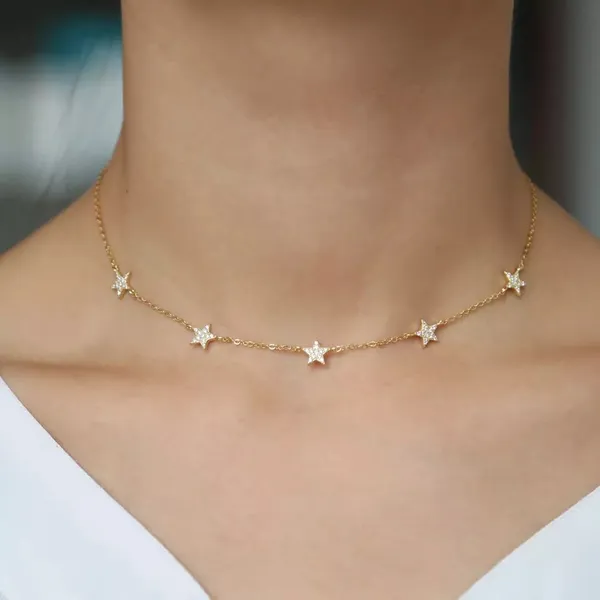Sterling Silver 18kt Gold Plated 925 Cubic Zirconia Star Necklace - Image 2