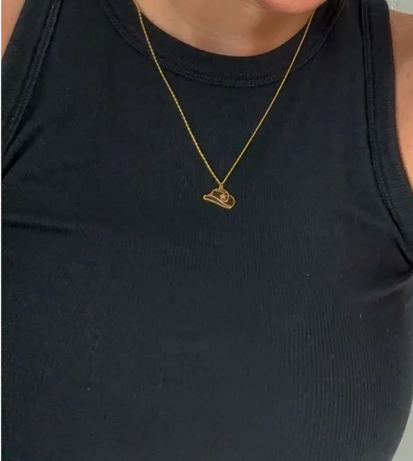 Boutique Gold Cowboy Hat Necklace – Western Country Charm Pendant New With Tags - Image 2