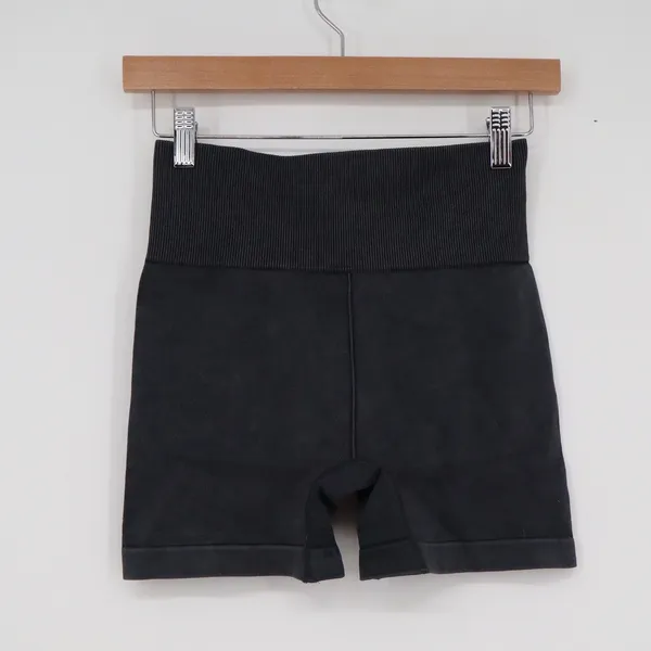 ITZON Womens Black High Waisted Ribbed Seamless Biker Shorts Size S - Image 4