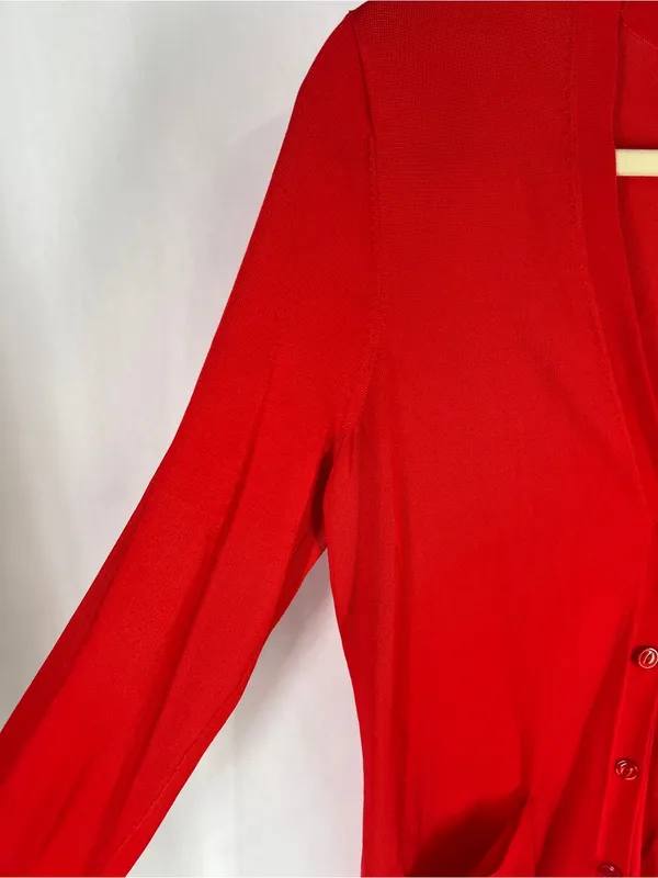 Jones New York Collection Red Longline Cardigan Size S Button Front Pockets - Image 4