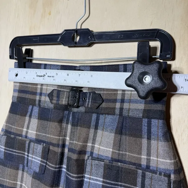 Zara Woman Plaid A-Line Skirt Gray Blue Belted High Waist Size S EU‎ 36 Preppy - Image 3