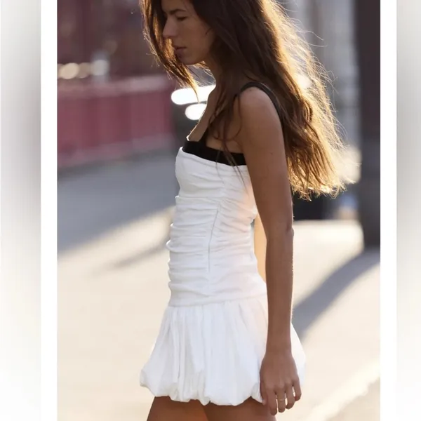 Zara White and Black Mini bubble Dress - Image 4