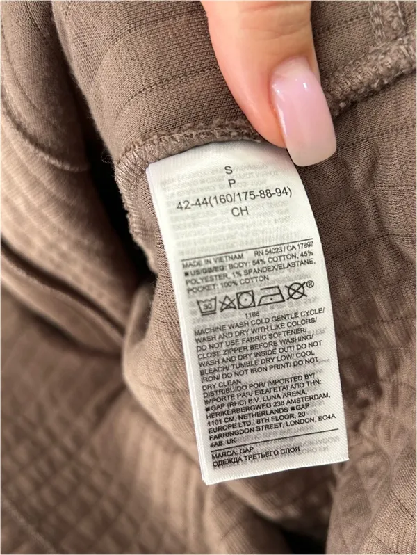 Gap GapFit Quilted Zip Front Hoodie Jacket Brown S Hippie Fisherman Cottage Boho - Image 8