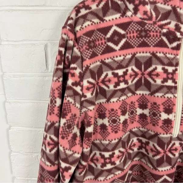 D&Co. Pink Snowflake Patterned Fleece Quarter Zip Pullover Size M Size M - Image 6