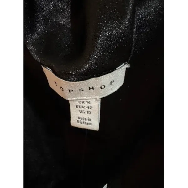 TOPSHOP Black One Shoulder Satin Slip Mini‎ Dress Size US 10 NWT - Image 4