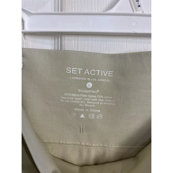 Set Active Scuptflex Cream Seamless Leggings Size Small High Rise Ribbed - Image 5