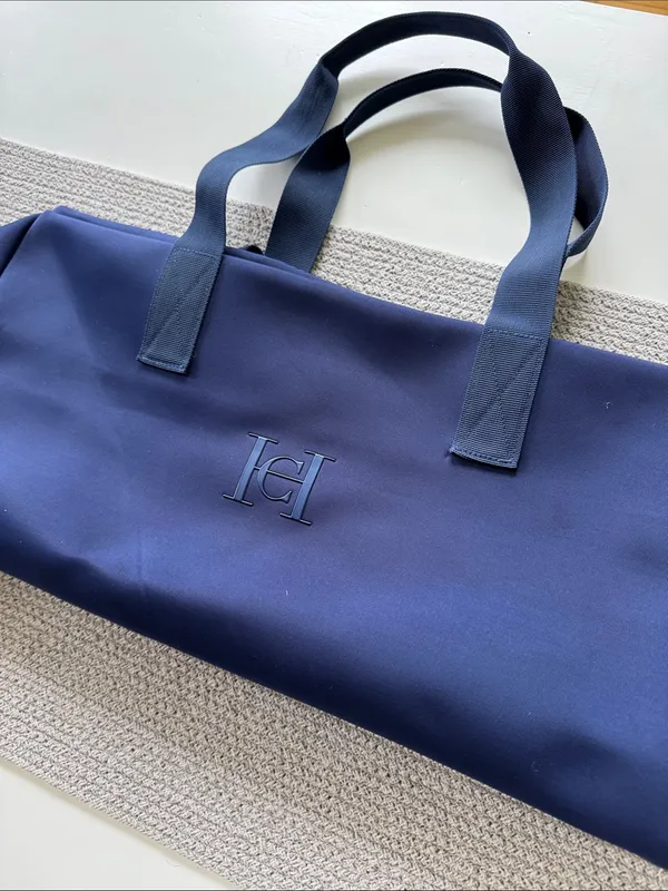 Carolina Herrera Bad Boy Navy Blue Neoprene Duffle Travel Tote Bag - Image 3