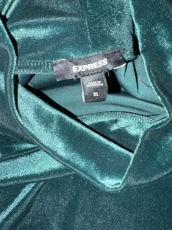 Express Velvet Bodysuit Green - Image 2