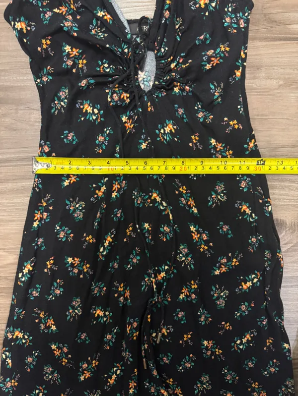 AFRM Cora Keyhole Floral Midi Dress Small Black Ditsy Floral Sold Out $118 - Image 8