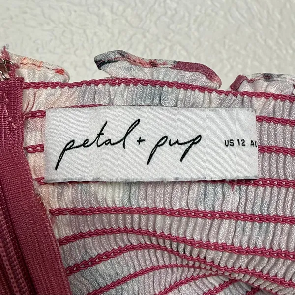 Petal & Pup Laurel Midi Dress Dark Rose Floral Square Neck Tie Strap Size 12 - Image 4