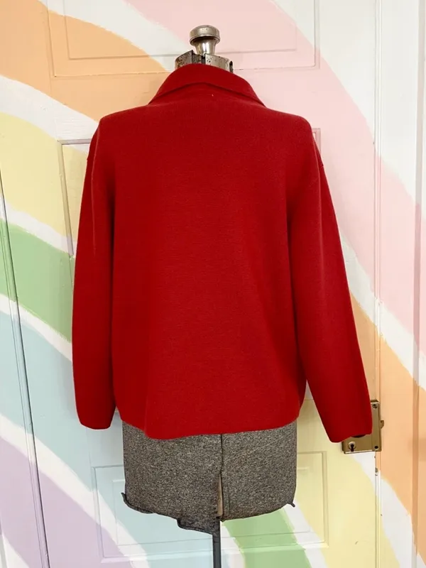 CAbi Coronation Cardigan Knit Jacket Cardinal Red 100% Cotton Blazer Sz S 💚🎀 - Image 6