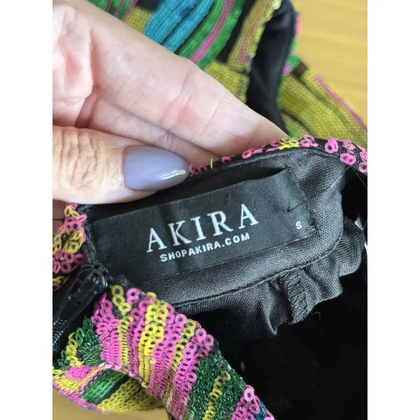 AKIRA NWT Trippin Sequin Mini Dress‎ Size Small Multicolor Geometric - Image 2
