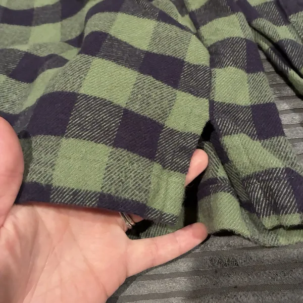 Madewell Flannel Crop Button Up Shirt Green Plaid Long Sleeve Womens Small - Image 4