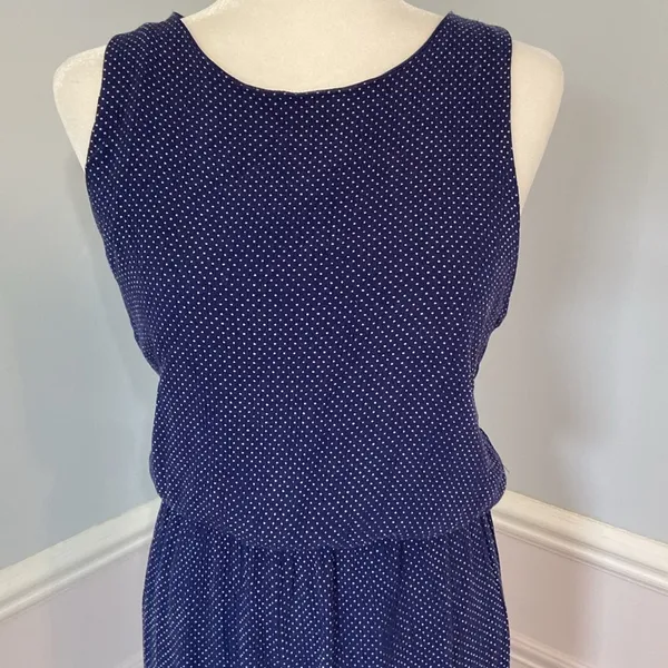 French Grey Jumpsuit Reagan Woven Polka Dot Cropped Sleeveless Size Large - Image 4