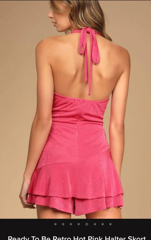 Lulus Ready To Be Retro Hot Pink Halter Skort Jumper - Image 3