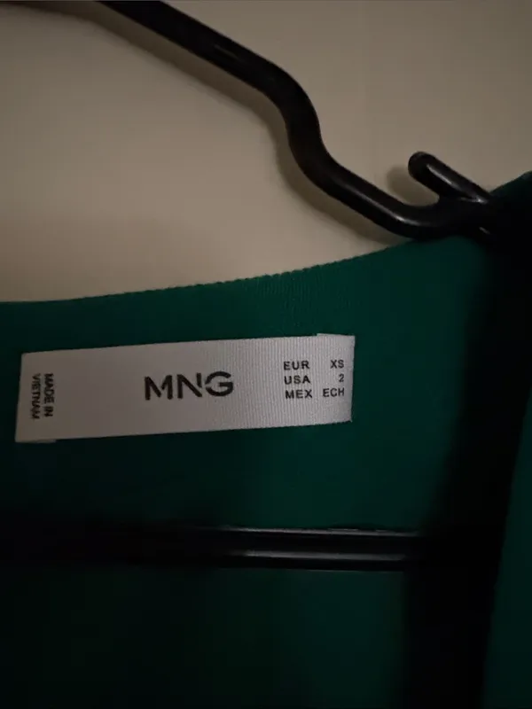 Mango Green Square-Neck Long Sleeve Dress - Image 2