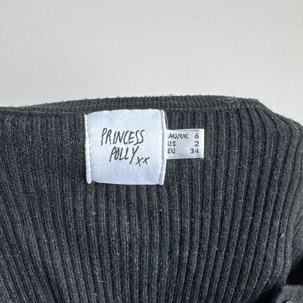 Princess Polly Black Ribbed Knit Crop Top Size 2 - Image 3