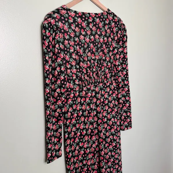 NWT Boden Women’s Jersey Tea Midi Dress Diamond Rose Floral Black Pink 6 Petite - Image 6