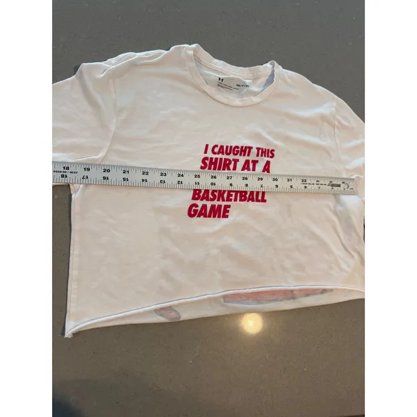 Under Armour Wisconsin Badgers Cropped T Shirt‎ Womens Medium Red White Athletic - Image 2