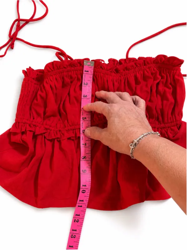 Altar’d‎ State Red Smocked Ruffle Peplum Tie Strap Tank Top Women’s Size S - Image 7