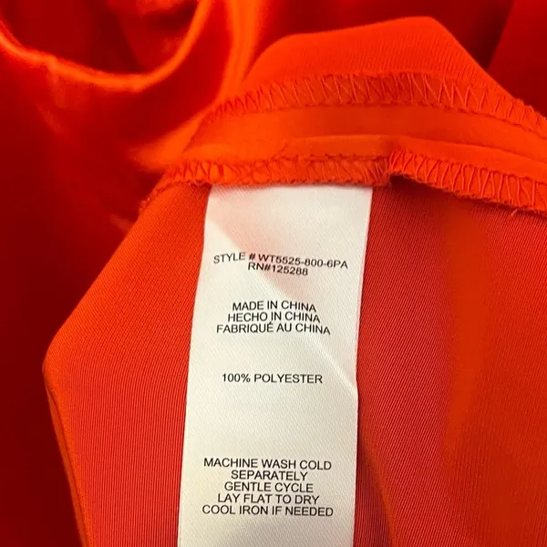 Jason‎ Wu Orange/Red Satin Feel Midi Dress Size Large - Image 12