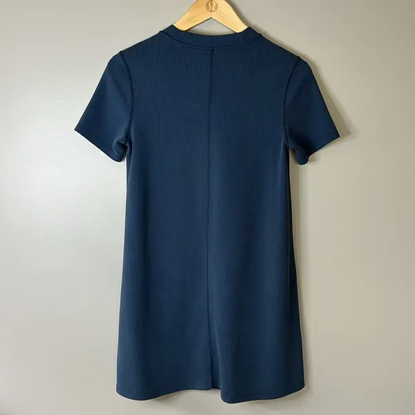 Lululemon Ribbed Softstreme T-Shirt Dress True Navy Blue Size 0 Relaxed/Oversize - Image 8