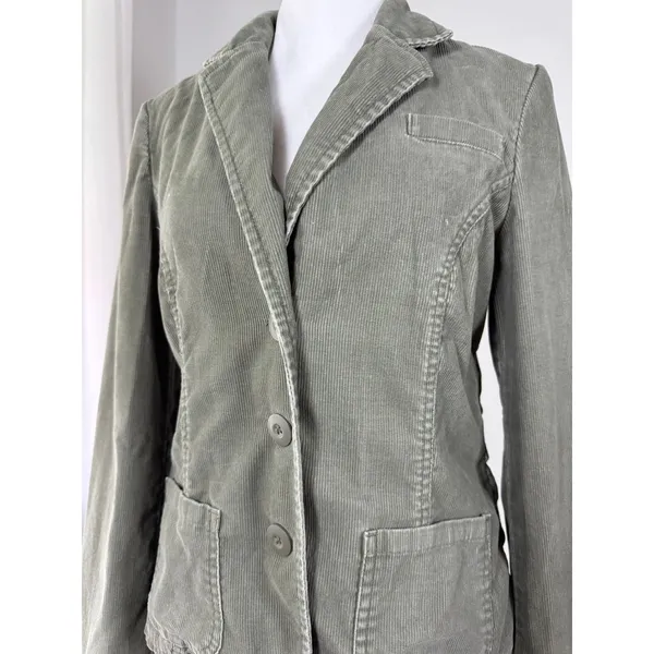 Vintage ‘04 Old Navy Khaki Green Corduroy Single Breasted Blazer - Image 3